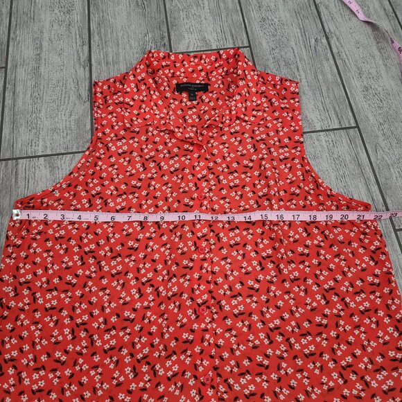 Banana Republic Women's Sleeveless Button-Front Blouse Red/Orange Floral Size XL - Picture 6 of 9